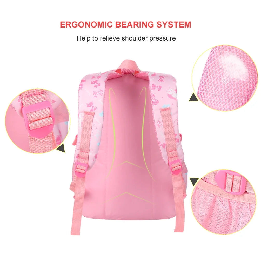 Pink School Backpack with Lunch Bag and Pencil Case Q74826
