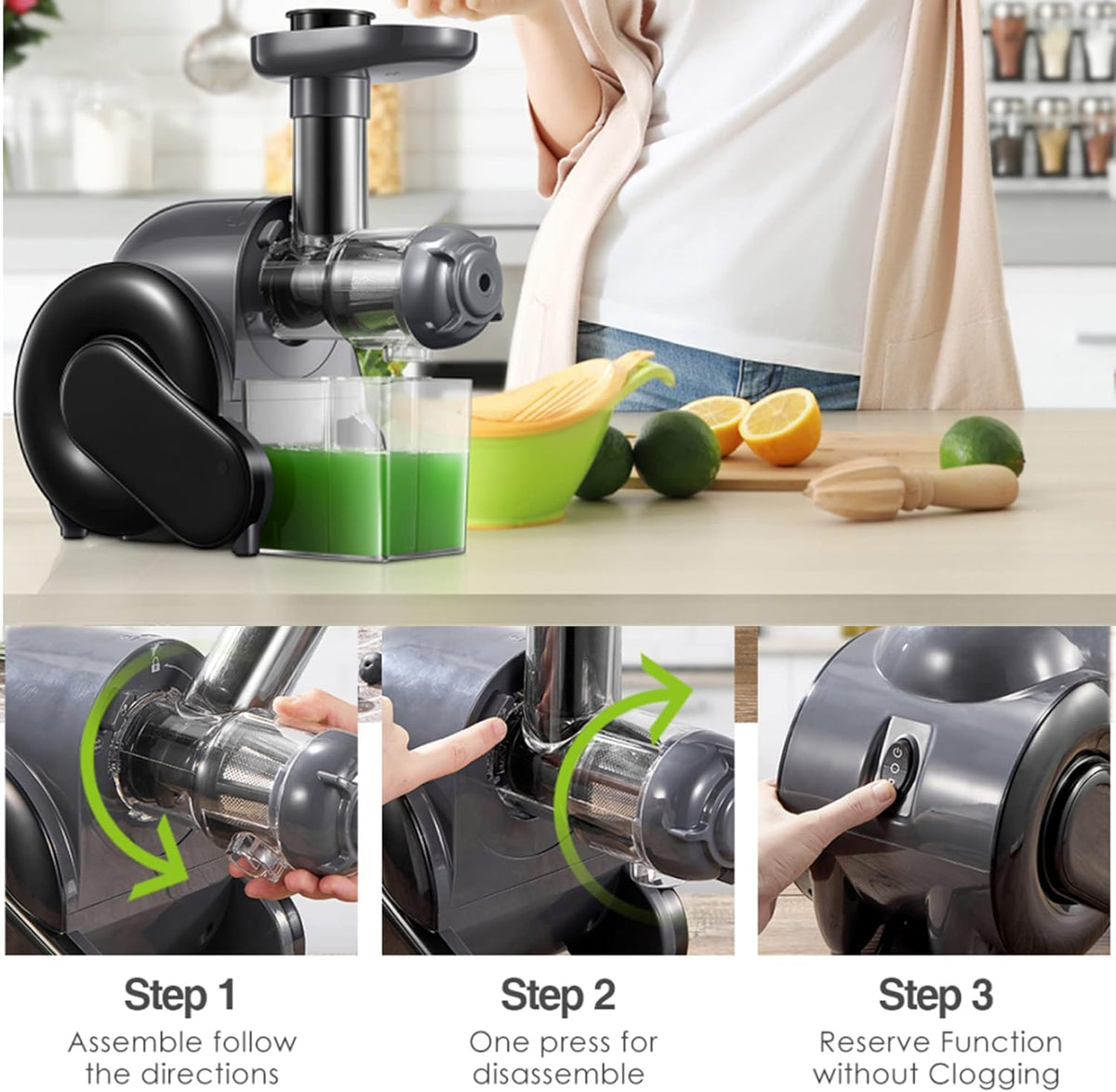 Slow Juicer Masticating Juicer with 2 Filter A1242