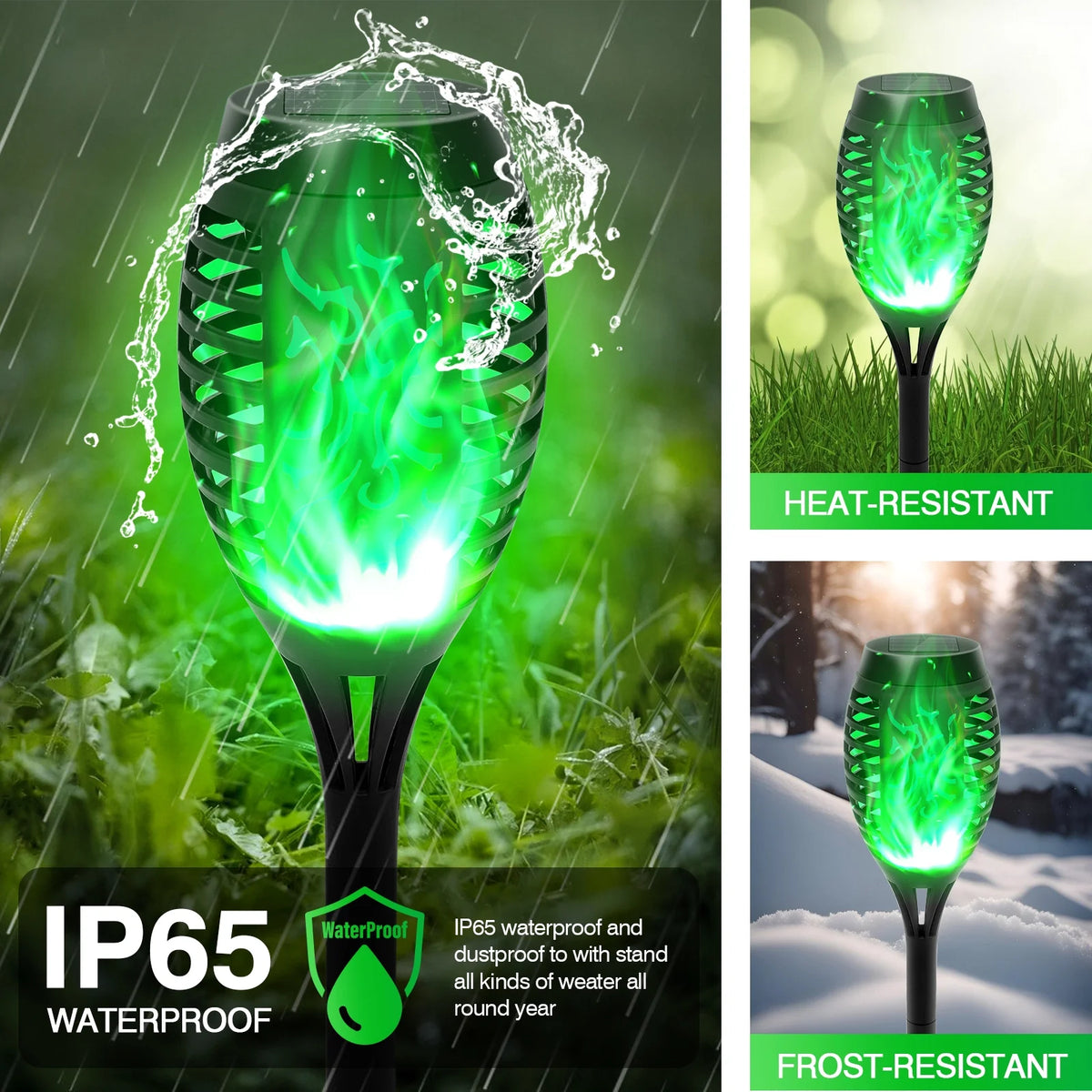 6-Pack Solar Waterproof Tiki Torch Lights P649615