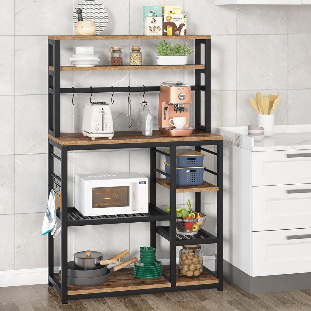 5-Tier Microwave Cart Oven Stand with 8 Hooks H839233