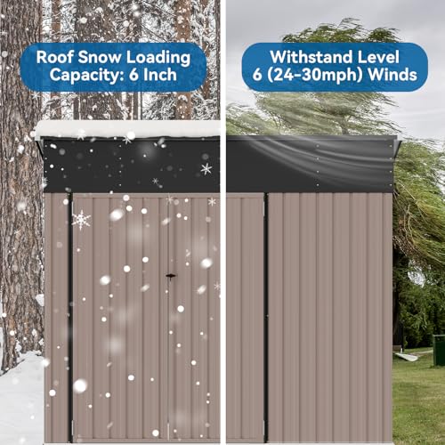 Black Galvanized Steel Triple Doors Lean to Shed B557