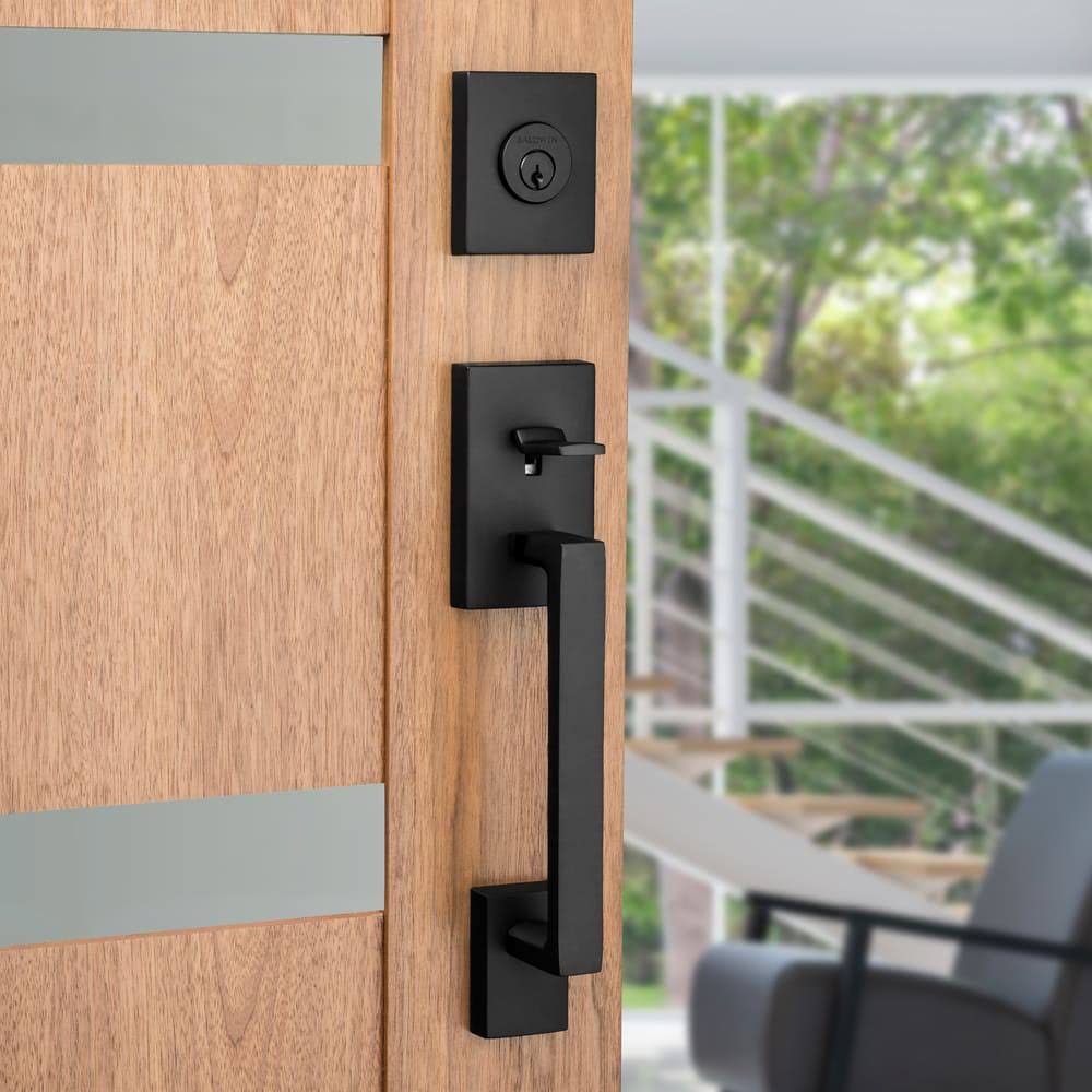 La Jolla Right Handed Single Cylinder Keyed Entry Handleset with Square Lever D9532