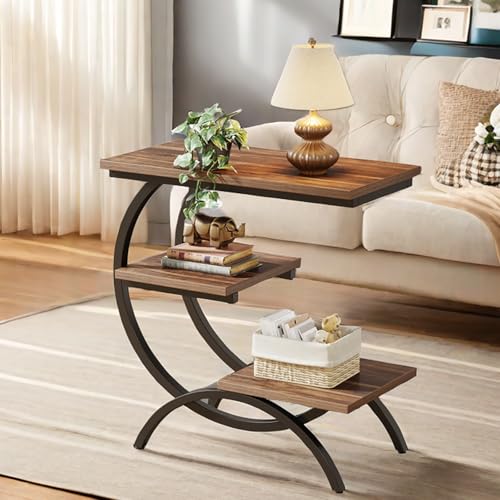 Dark Brown 3-Tier End Table with Storage Shelves M17306