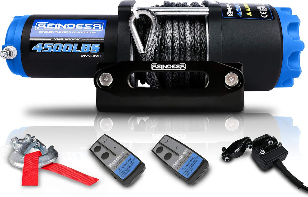 12V 3000 lb Electric Winch Kit Synthetic Rope with Hawse Fairlead Waterproof IP67 Wireless Remotes Y268