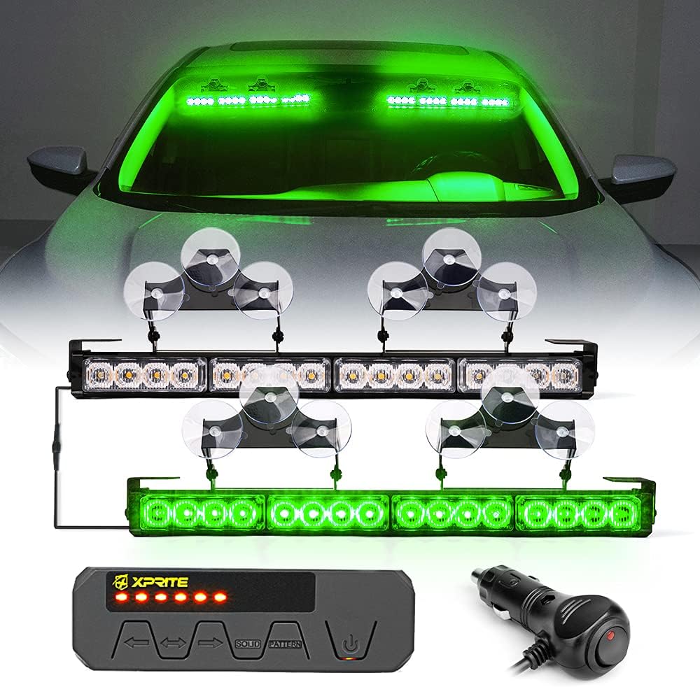 White & Green LED Emergency Light Bar Pack of 2 U4507