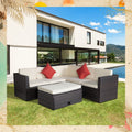 4-Piece Brown Poly Rattan Sectional Sofa Set with Table A652