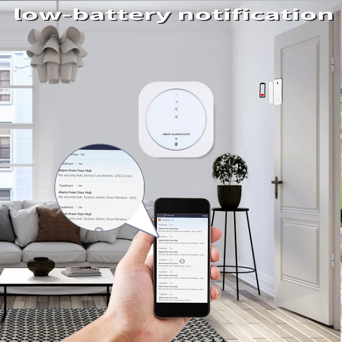 WiFi Door Alarm System, 8-Piece Kit with Hub Station, 5 Sensors, 2 Remotes Q303