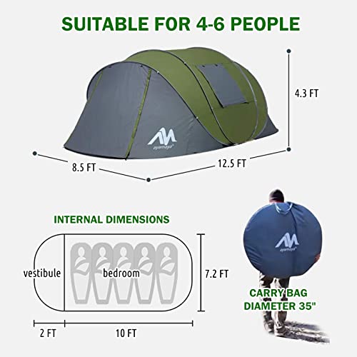 6 Person Double Layer Waterproof Instant Tent with Vestibule & Porch X634
