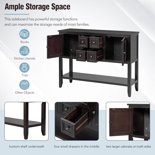 46" Blue Sideboard Cabinet with Storage Drawers and Bottom Shelf V895818