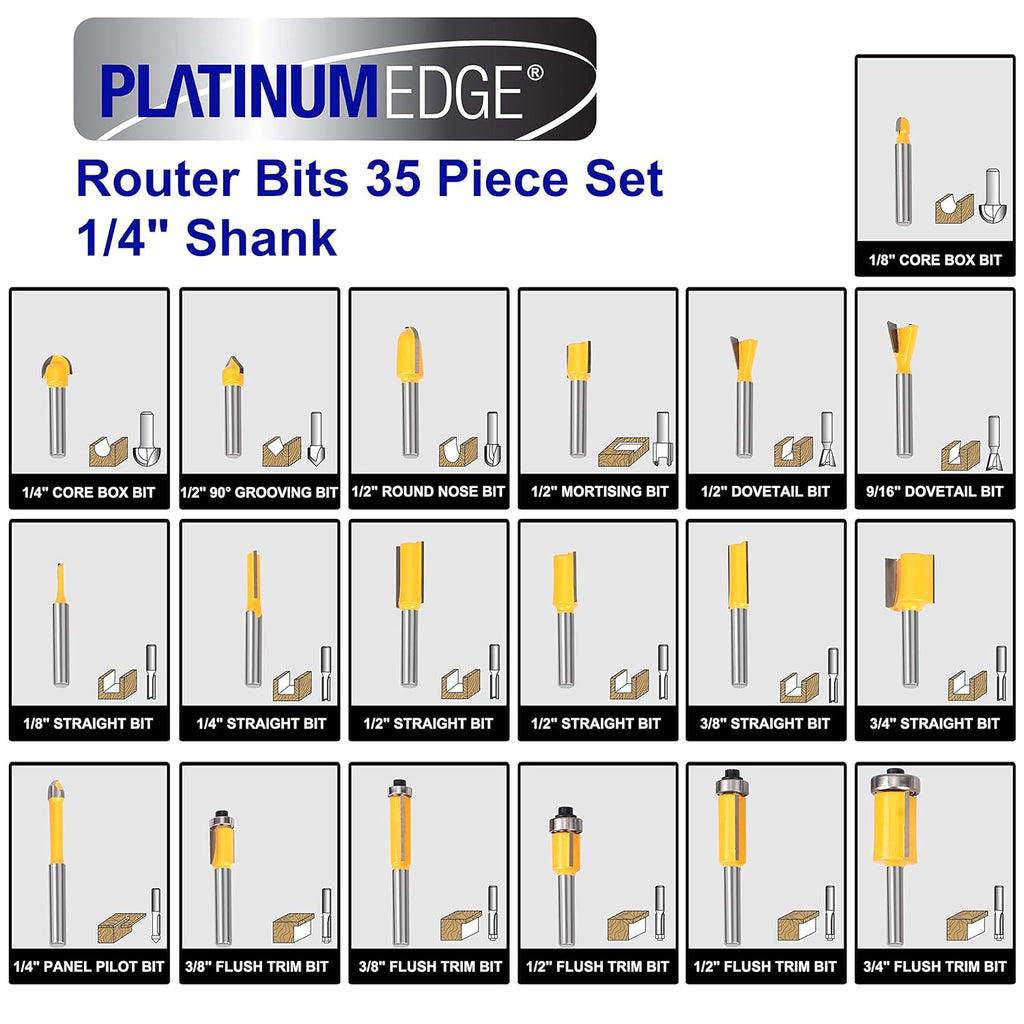 35 Piece Tungsten Carbide Router Bits Set with 1/4 Shank D168