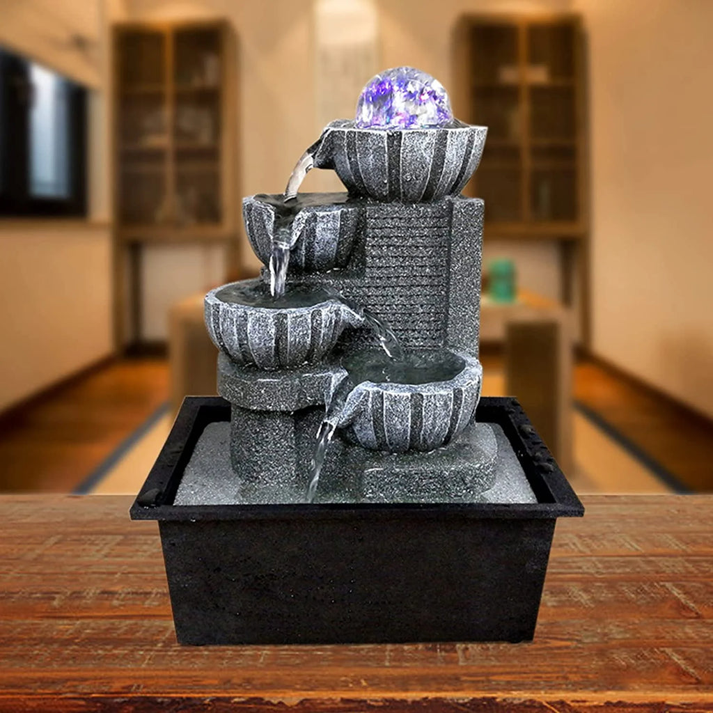 Feng Shui Table Top Water Feature with LED Lights U7739