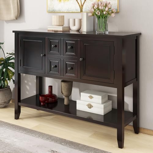 46" Blue Sideboard Cabinet with Storage Drawers and Bottom Shelf V895818