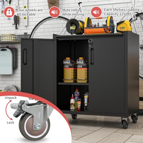 Metal 4 Drawer Rolling Tool Storage Cabinet with Locking Doors Y123025