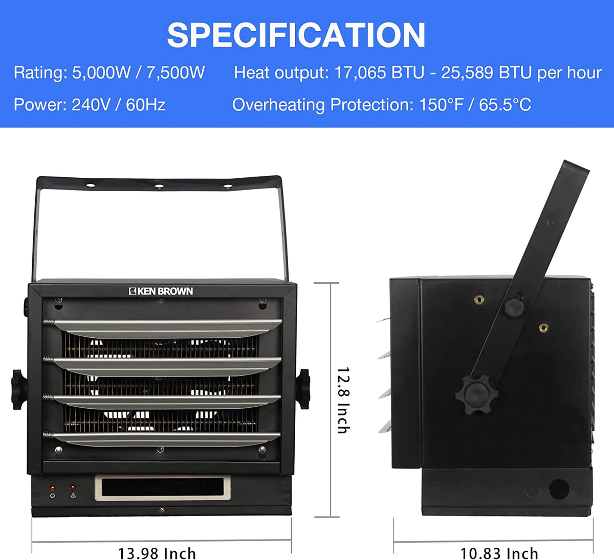 7500W Digital Fan Forced Ceiling Mount Heater with Remote and Digital Thermostat R2683
