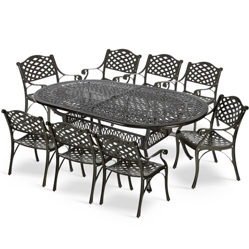 9-Piece Cast Aluminum Outdoor Dining Set with 8 Chairs and Oval Table G231787