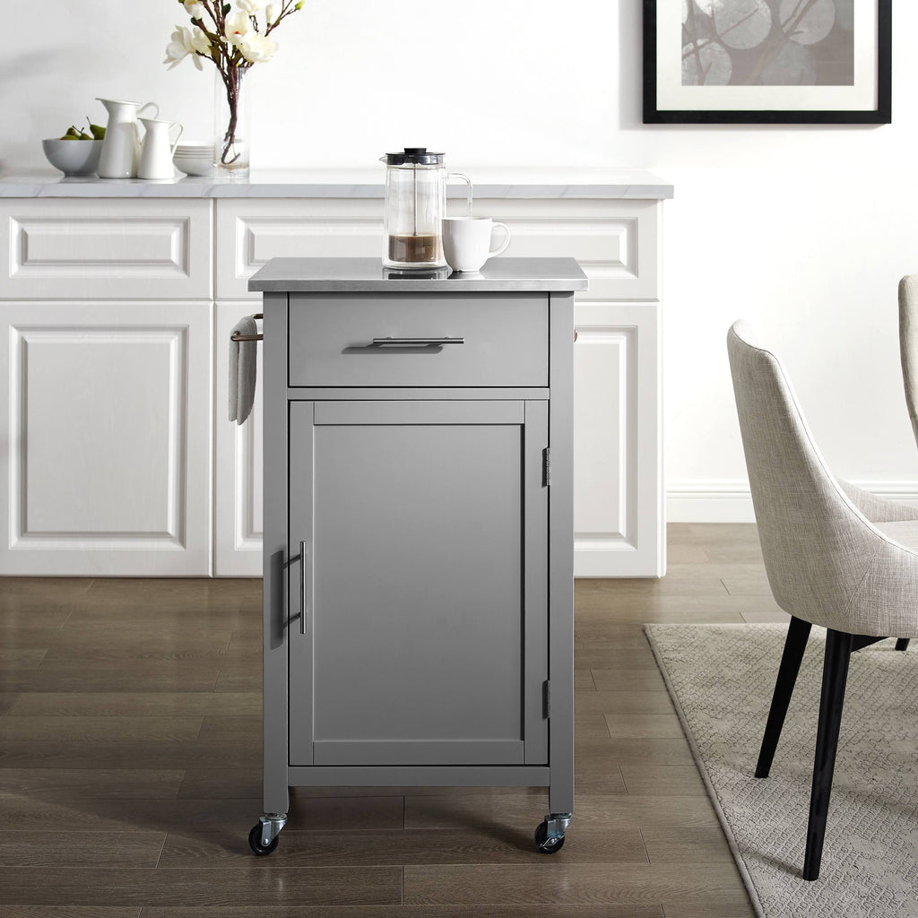 Gray Stainless Steel Top Kitchen Island Cart J121