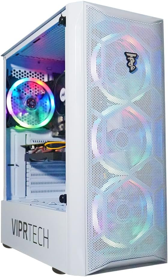 White Intel Core i7 AMD RX 580 8GB 16GB RAM 1TB NVMe SSD Desktop Computer Tower X2700
