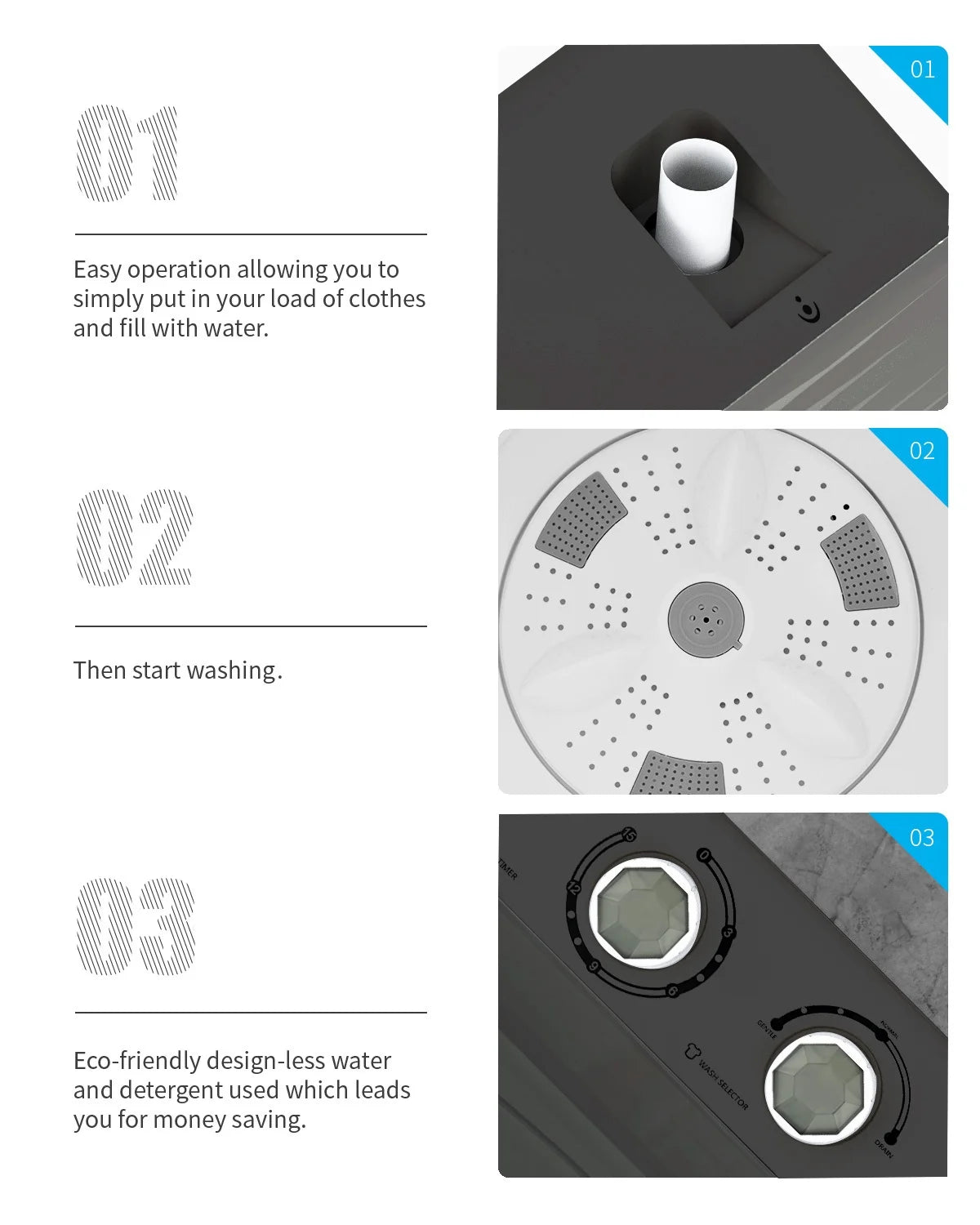 White & Grey Semi-automatic Twin Tub Washing Machine X167