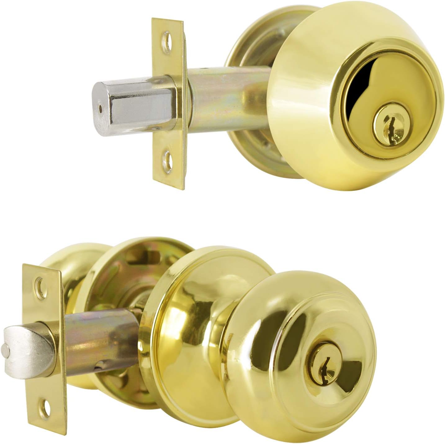 Oil Rubbed Bronze Entry Door Knob Lock Set with Single Cylinder Deadbolt, 3 Pack O198