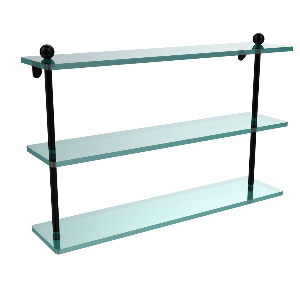 Triple Tiered Glass Shelf Matte Black T32063