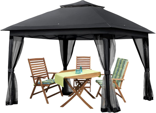 11x11 Pop up Gazebo with Mosquito Netting Waterproof Metal Frame C66308
