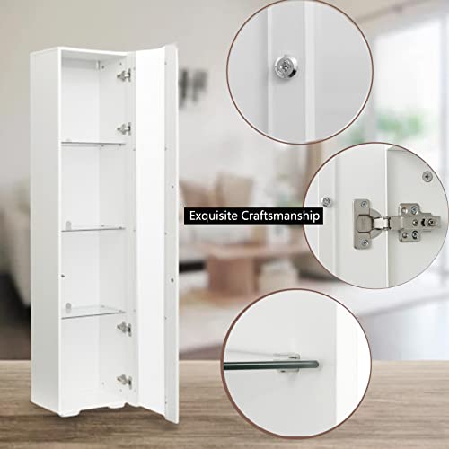 4-Shelves Display Cabinet with Clear Acrylic Door and LED Light H7121