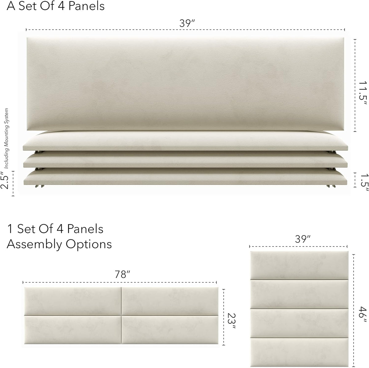 Velvet Ivory King Set Of 4 Panels C69407
