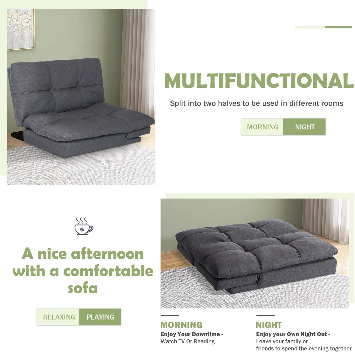 Gray Futon Bed Sofa A68365
