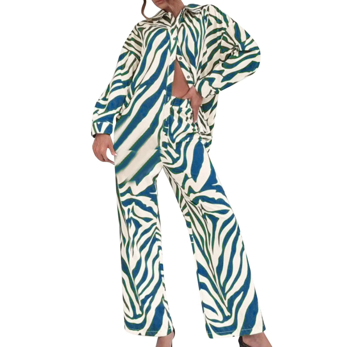 Womens Tracksuit Sweatsuit Set Long Sleeved Print Trouser Suit B834912