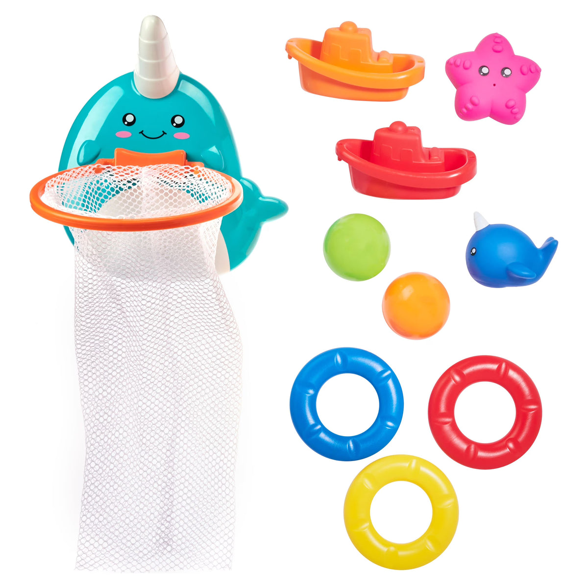 Bath Activity Toy Set, Narwhal Theme, 10 Pieces X743