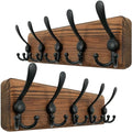 Black 2 Packs Wall Mounted Coat Rack with 5 Triple Hooks V323