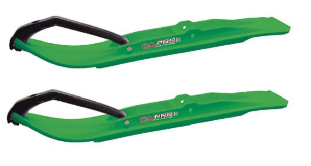 Green XT Snowmobile Skis with 4" Round Bars Complete Kit F232