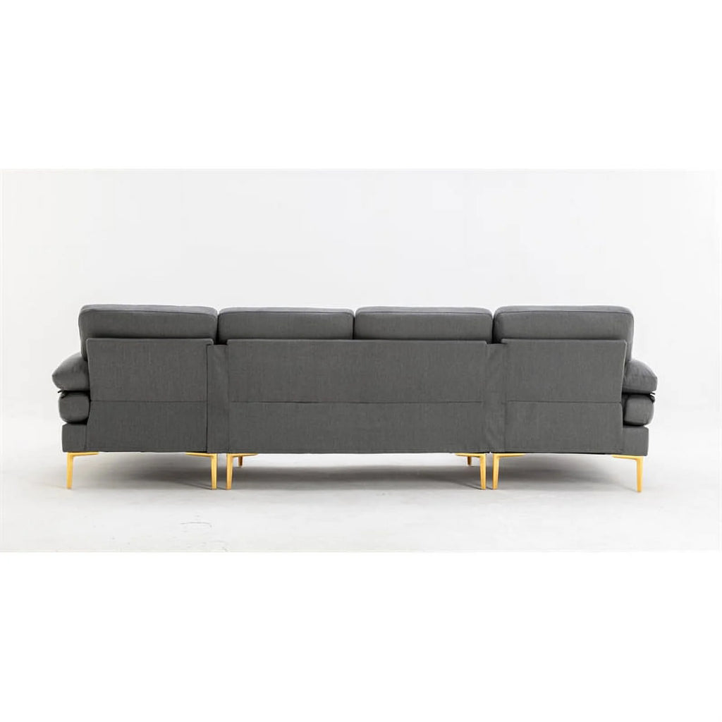 Gray Fabric Linen Blend Sectional Sofa with Chaise J728697