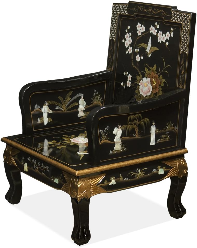 Black Lacquer Wooden Arm Chair B339410