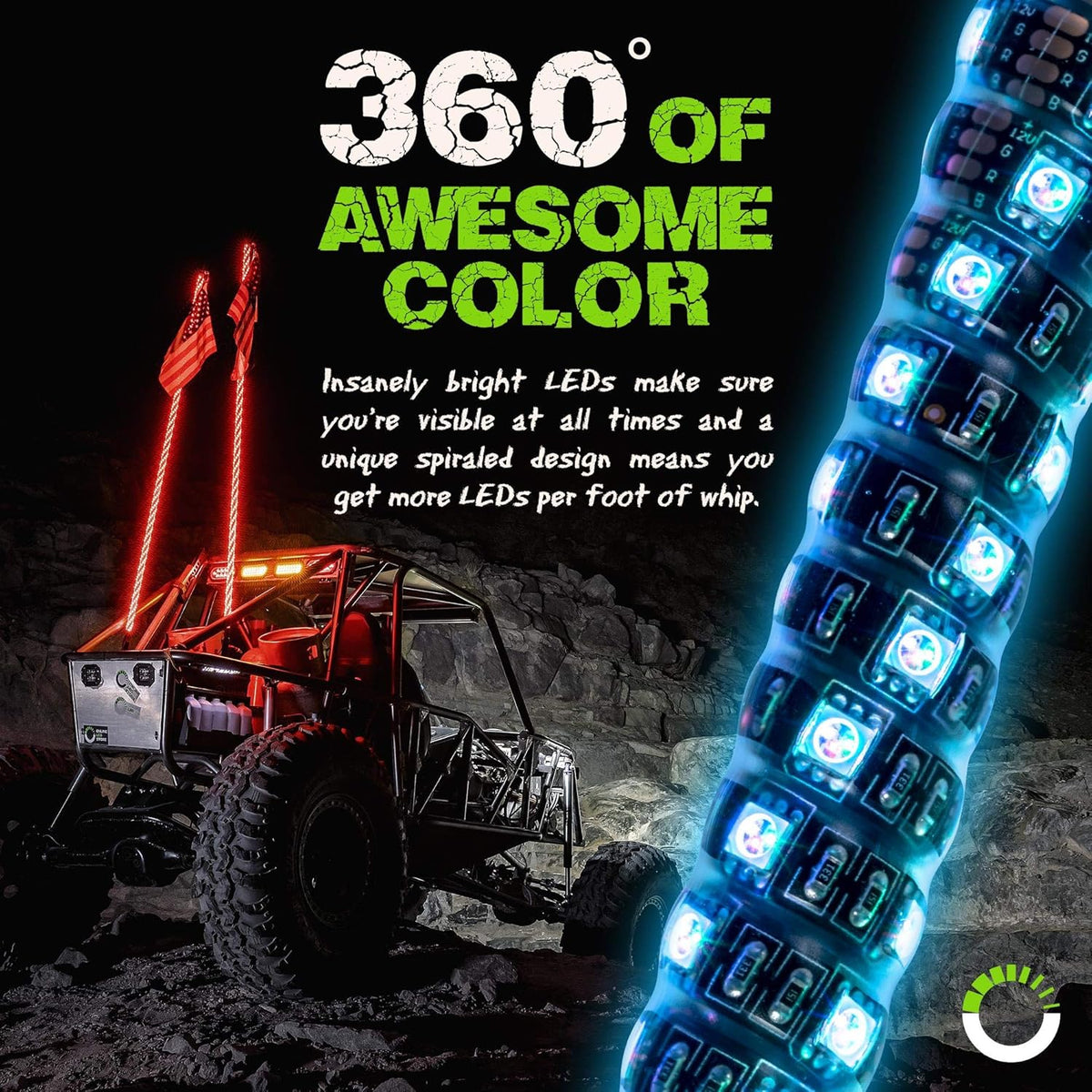 3ft Spiral LED Whip Light Antenna for UTV ATV R99703