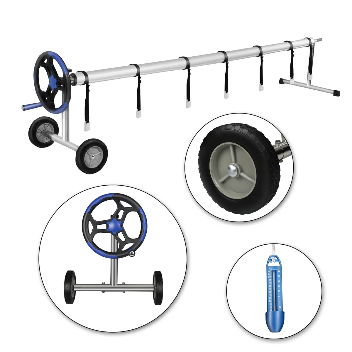 20 Ft Aluminum Pool Cover Reel Set (Blue) F69138
