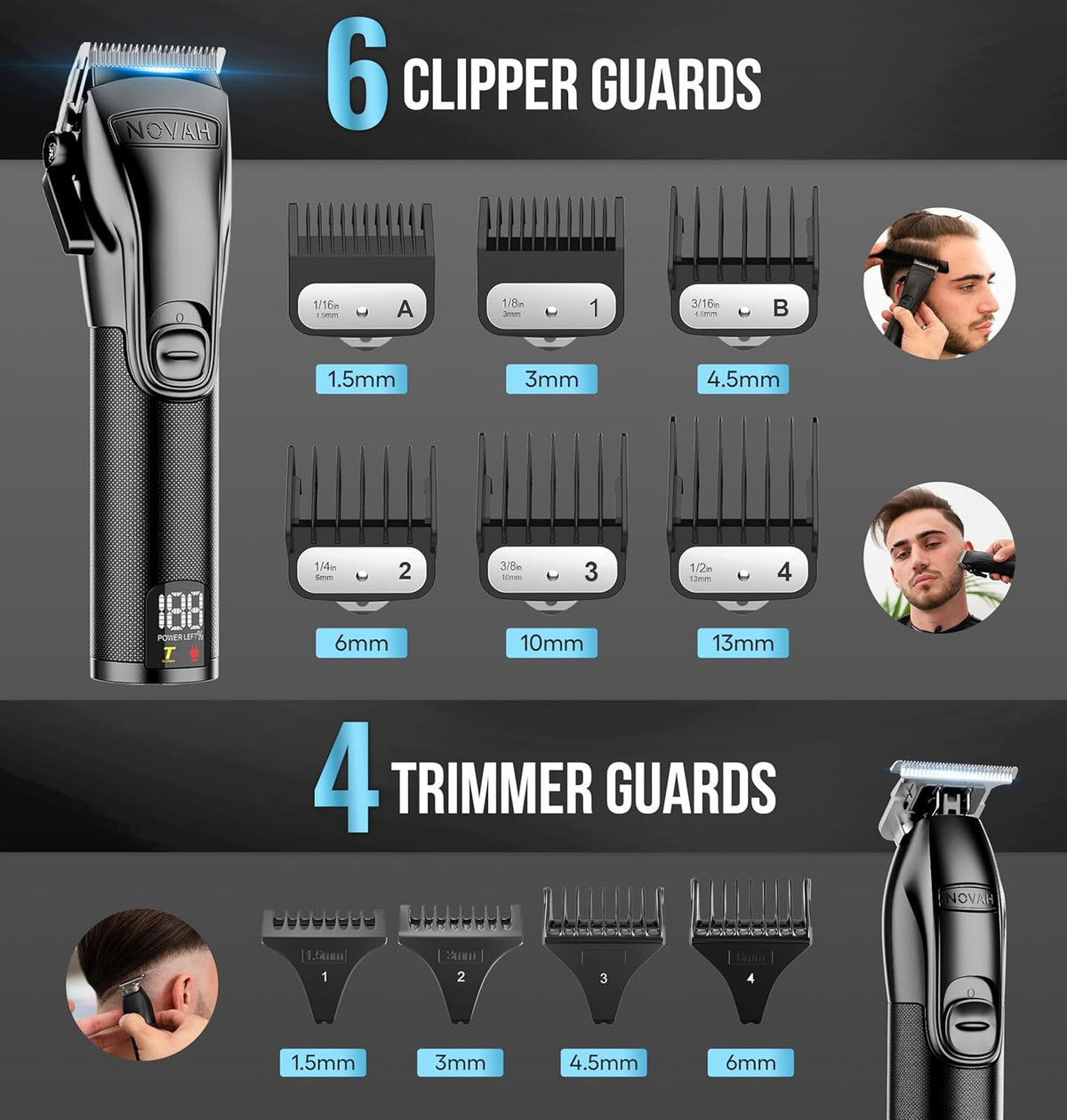 Professional Barber Clippers and Trimmer Set, Cordless Hair Clippers for Men H401