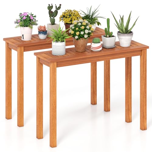 Wooden Plant Stand with Teak Oil Finish X145671