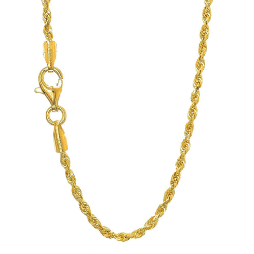 10k Solid Yellow Gold Diamond-cut Rope Chain, 24 Inches H800303
