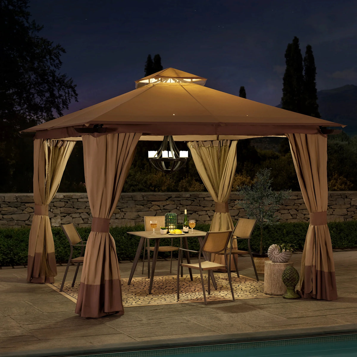Steel Gazebo with 2-Tier Hip Roof T49866