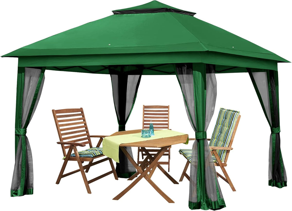 11x11 Pop up Gazebo with Mosquito Netting Waterproof Metal Frame C66308