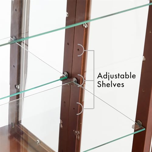 Oak Display Lighted Cabinet with Glass Doors and Adjustable Shelves V5138