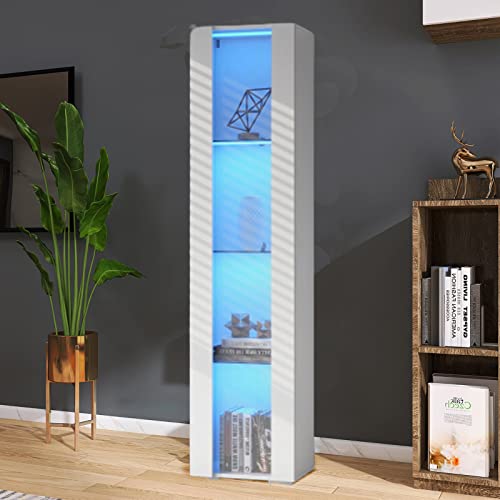 4-Shelves Display Cabinet with Clear Acrylic Door and LED Light H7121