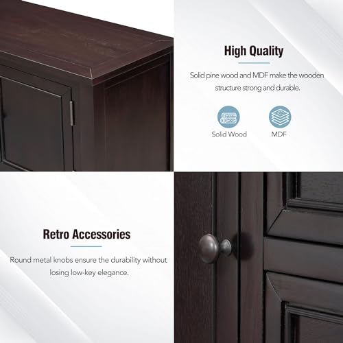 46" Blue Sideboard Cabinet with Storage Drawers and Bottom Shelf V895818