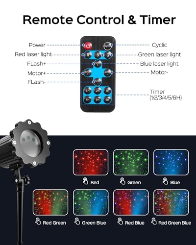 Christmas Projector Lights Outdoor, 3 Color Firefly Laser Lights with Remote Control, 1-Pack V64708