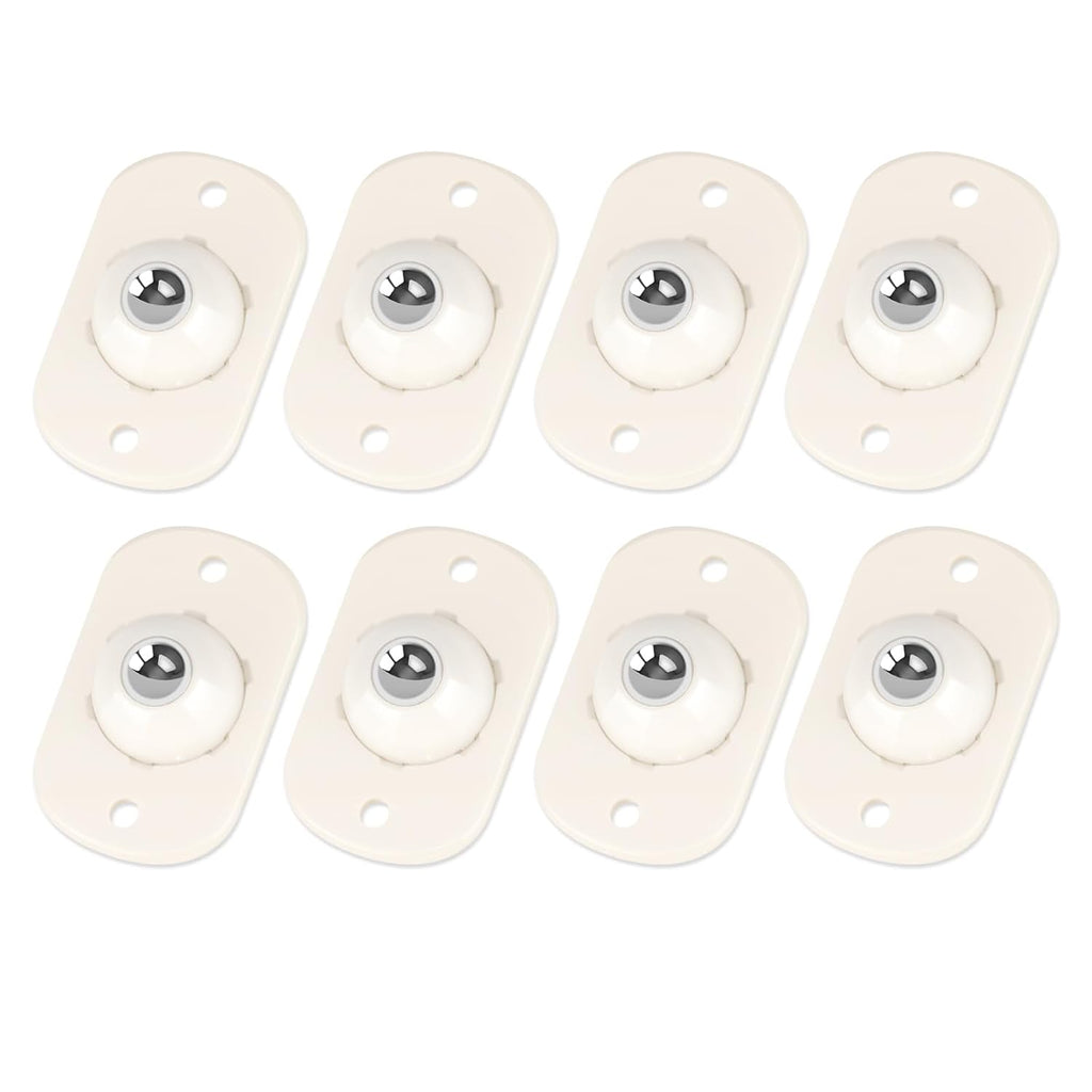 White Self-Adhesive Mini Caster Wheels (8 Pack), 360° Swivel Sticky Pulleys M994