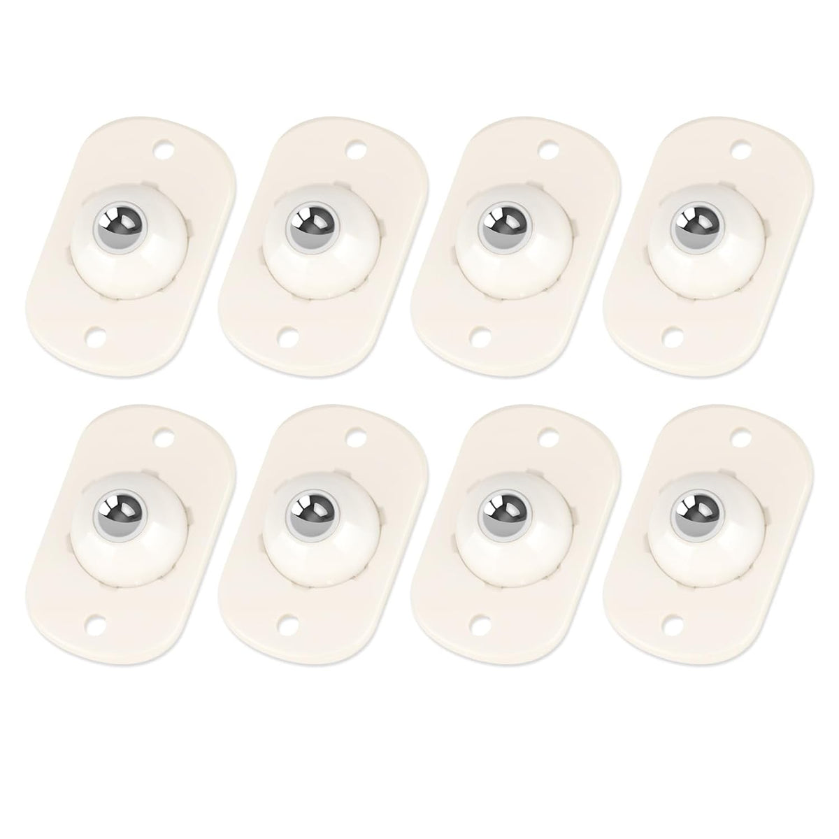 White Self-Adhesive Mini Caster Wheels (8 Pack), 360° Swivel Sticky Pulleys M994