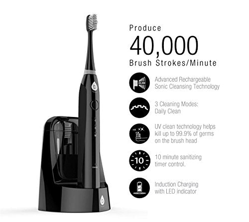 White Sonic Rechargeable Toothbrush with 12 Brush Heads B3214