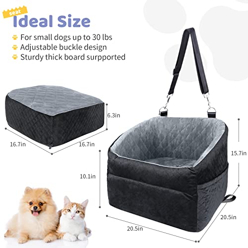 Grey Dog Booster Seat with Safety Leash and Storage Pockets T5323