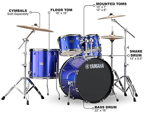5pc Shell Pack with 22" Bass Drum, Black Glitter S3957